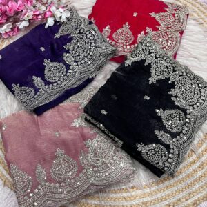 Fendy Chiffon Two-Tone Saree with C-Pallu Sequin Coding Embroidery (MP_636)