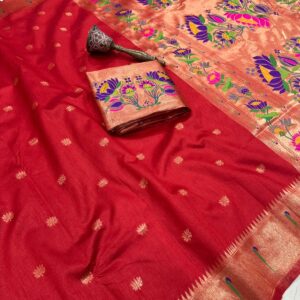 Pure Khadi Raw Silk Paithani Saree with Munia Border – Super Hit VTM